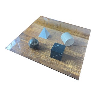 Massimo Vignelli Metafora Coffee Table, Glass Top Marble Base For Sale