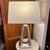 Mid-Century Modern Chrome Crackle Finish Ceramic Tabletop Lamp With Custom Linen Shade For Sale - Image 3 of 8