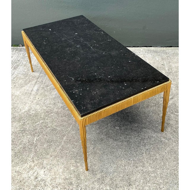 Vintage Gilt Metal and Stone Cocktail Table For Sale In West Palm - Image 6 of 10