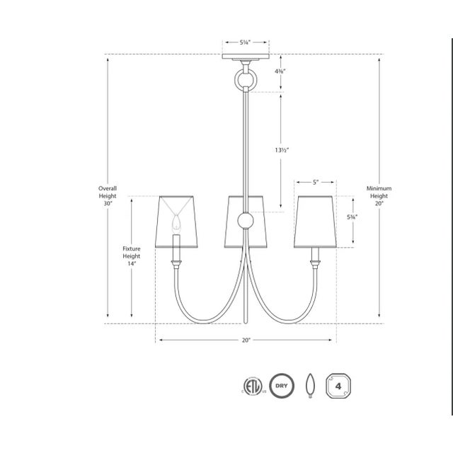 Visual Comfort Thomas O'Brien for Visual Comfort Signature Reed Small Chandelier in Antique Nickel with Natural Paper Shades For Sale - Image 4 of 4
