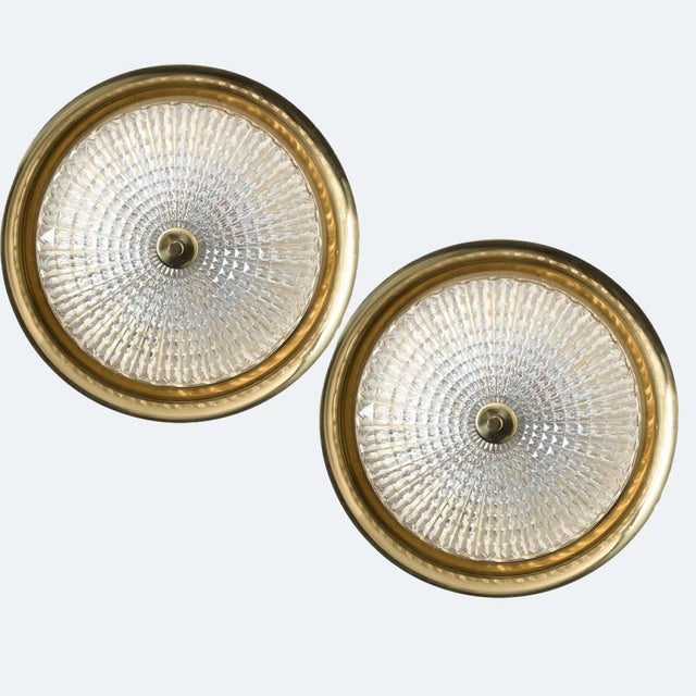 1960s Vintage Gold Brass and Clear Glass Flush Mount by Carl Fagerlund, 1960s For Sale - Image 5 of 16