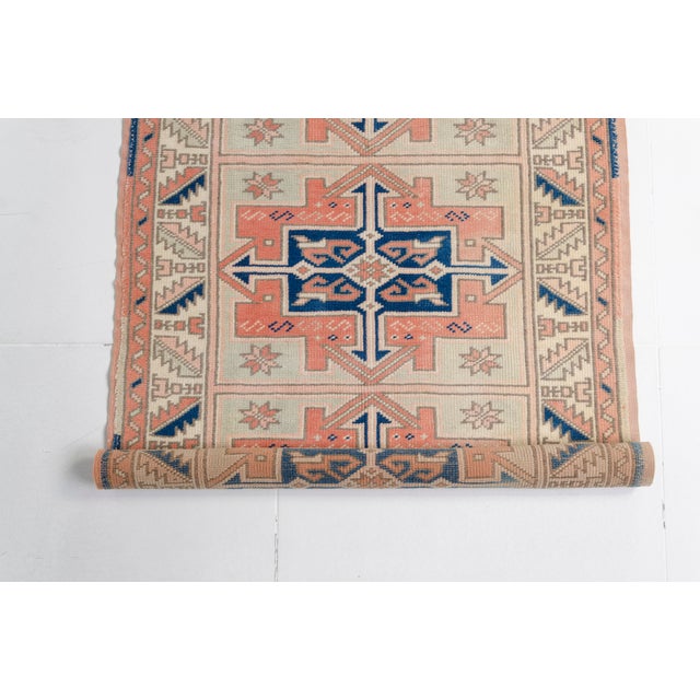 1960s 1960s Bold Geometric Medallions in Terracotta & Navy Rug For Sale - Image 5 of 10