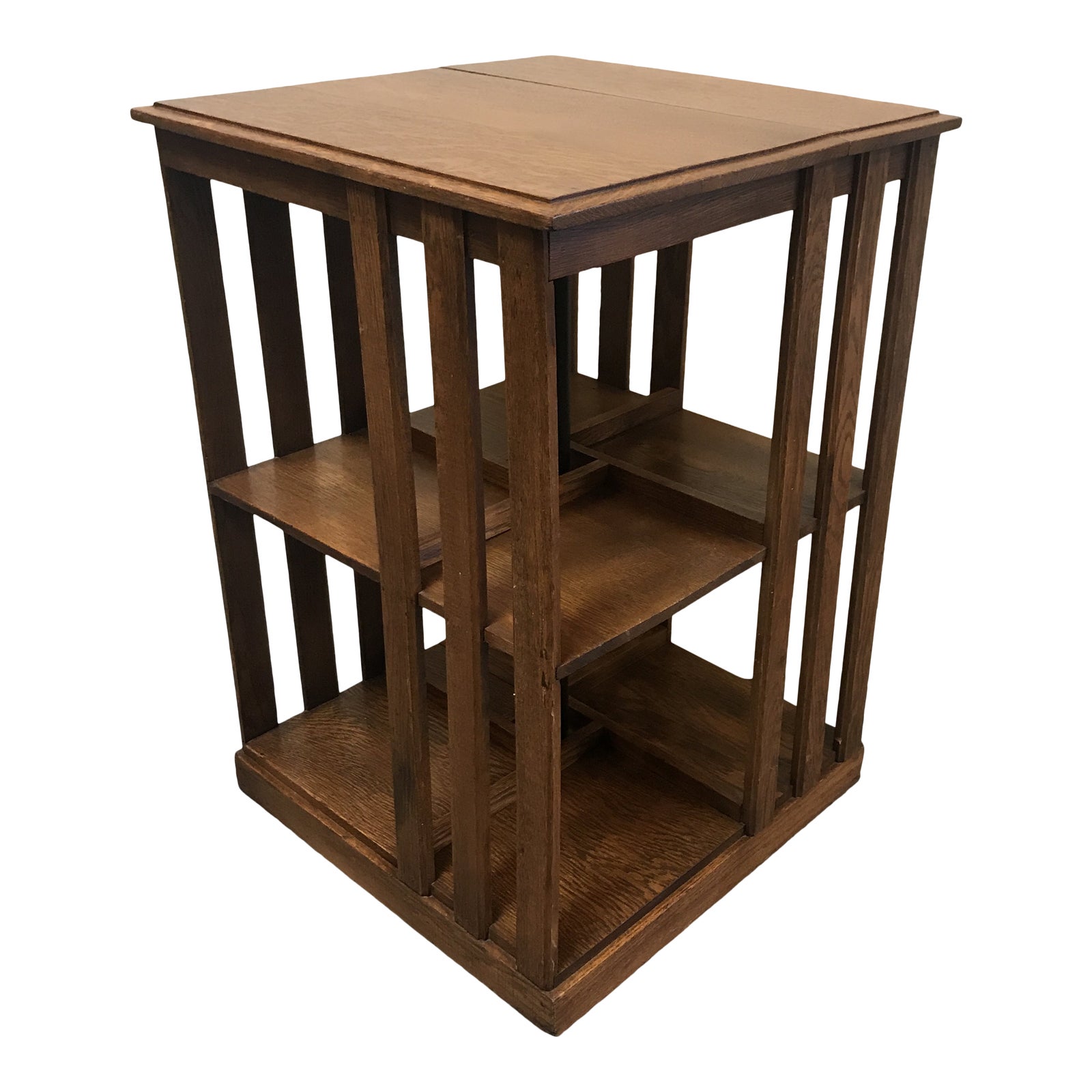 1940s Vintage Mission Style Oak Revolving Bookcase Chairish