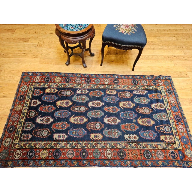 Traditional 19th Century Caucasian Kazak Rug, Handwoven Wool, Allover Paisley Design, 4' x 7' For Sale - Image 3 of 15