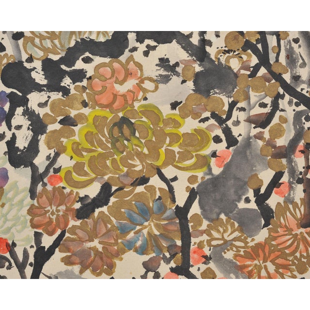 Japanese Floral and Blossom Panorama Watercolor Painting 6 Ft For Sale - Image 16 of 18