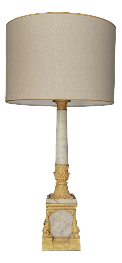 Marble and Ormolu Empire Style Table Lamp