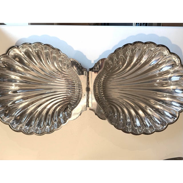 Mid 20th Century Vintage Silver Plate Clam Shell Serving Dish For Sale - Image 5 of 9