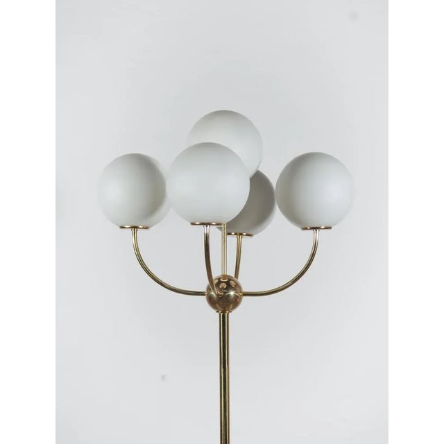 Brass and Opal Globe Floor Lamp, Germany, 1970s For Sale - Image 3 of 11