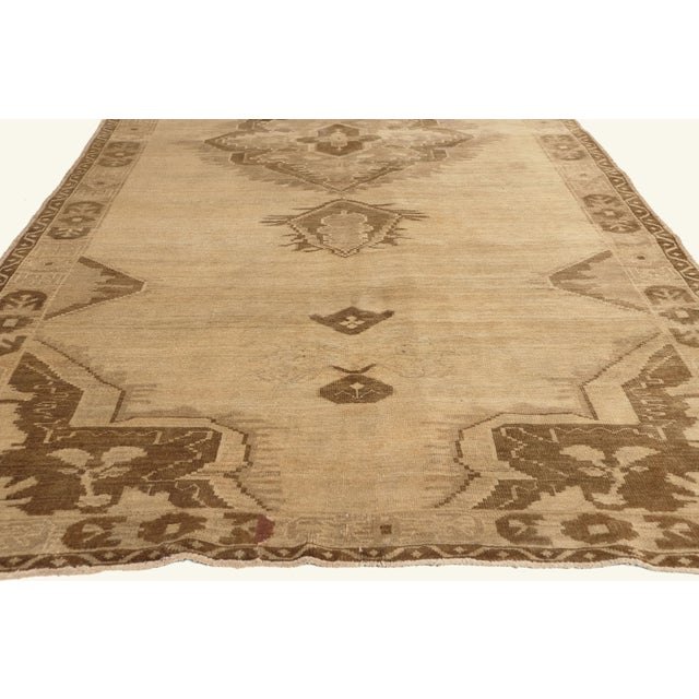 Vintage Turkish Oushak Rug, 05'01 X 12'09 For Sale - Image 4 of 10