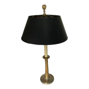 Antique Late 19th Century Gold Gilt Over Silver Empire Candlestick Lamp