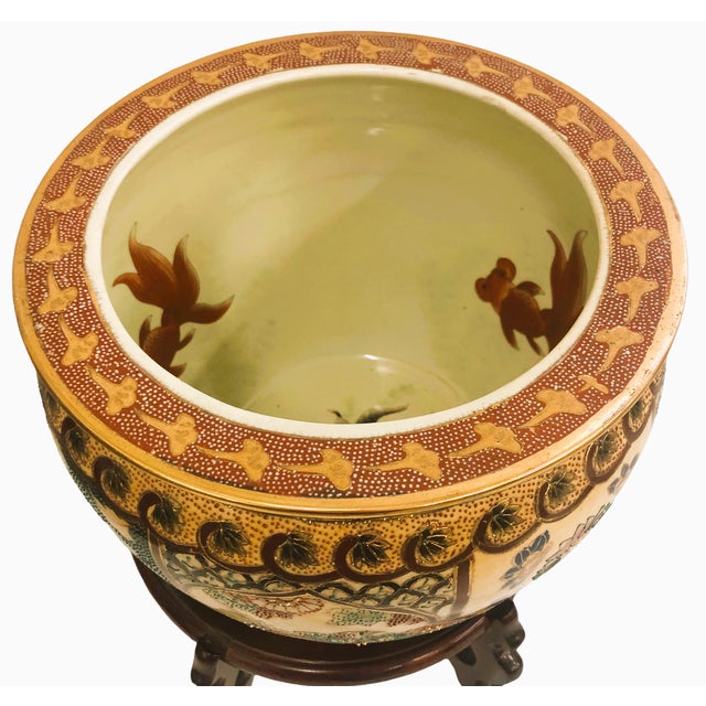 Japanese Satsuma Fish Bowl Planter With Stand Chairish