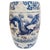 A classic and timeless blue and white porcelain garden stool featuring two dominant Chinese symbols: the Dragon which...