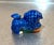 Mini Deep Blue Ceramic/Brass-Base Foo Dog Figurine For Sale - Image 4 of 4