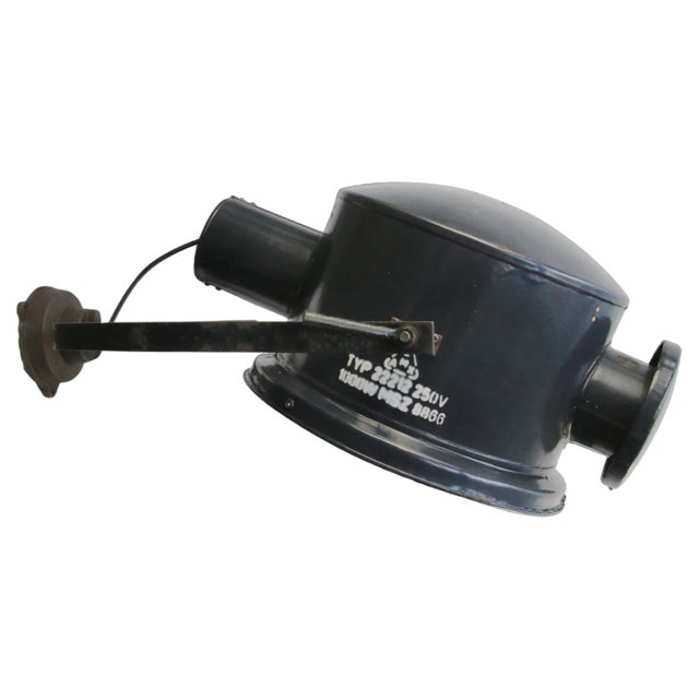 Vintage Industrial Blue Enamel and Cast Iron Sconce For Sale