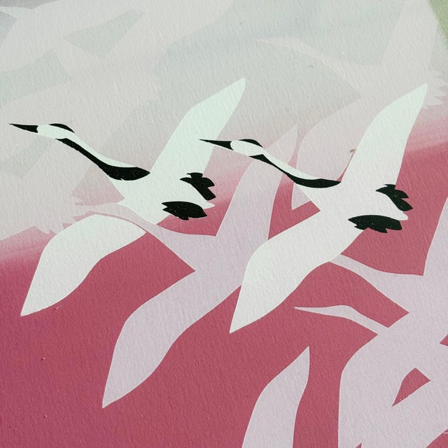 Pink Cranes Original Serigraph For Sale In San Francisco - Image 6 of 11
