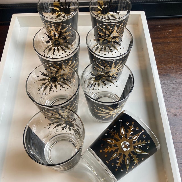 1950s Double Old Fashioned Bourbon Glasses Signed Helen Conroy Atomic