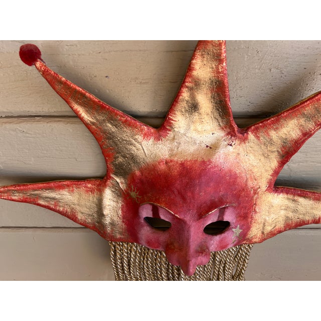 Rare Venetian Baroque Style Handmade Paper Mache Gilded & Painted "Sole" Sun Mask For Sale - Image 10 of 13