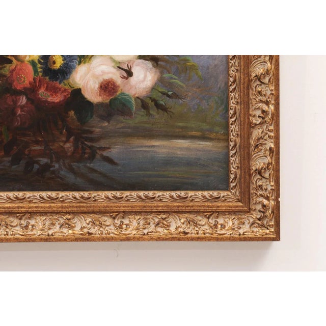 19th Century French Floral Still Life Oil Painting, Framed For Sale In Atlanta - Image 6 of 11
