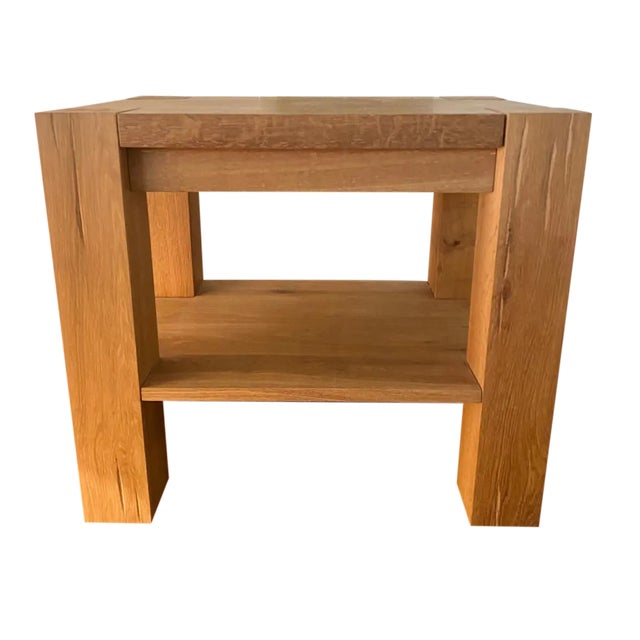 Rustic European Solid White Oak Nightstand / Side Table, Artisan Crafted, Organic, Sculptural For Sale