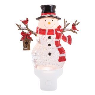 Snowman and Cardinals Snow Globe Night Light 7"H For Sale