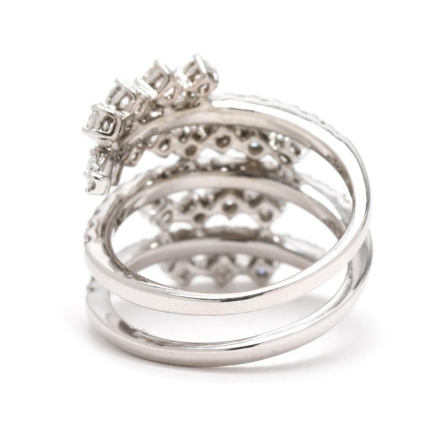 1.75ctw Diamond Cluster Wrap Ring, 18k White Gold, Ring Size 6.5 For Sale - Image 4 of 6