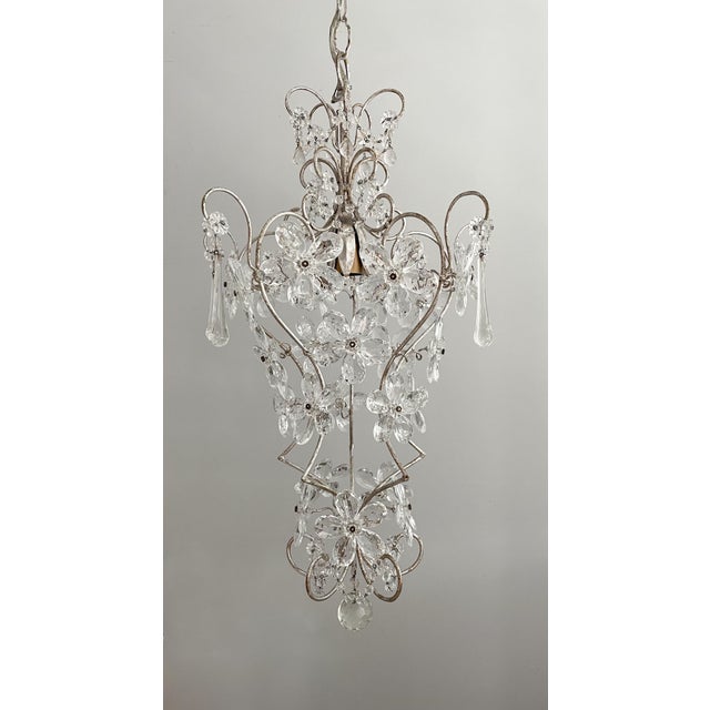 Italian Silver Leafed Crystal Beaded Chandeliers a Pair Chairish