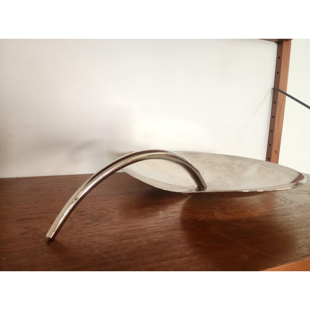 Metal Mesa Italy Stainless Steel Fruit Platter | Mid-Century Modern Biomorphic Tray For Sale - Image 7 of 16