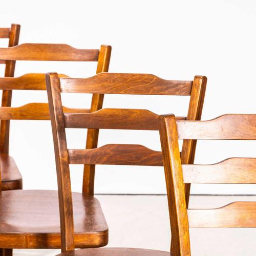 Wood Oak Step Back Dining Chairs, 1950s, Set of 4 For Sale - Image 7 of 11