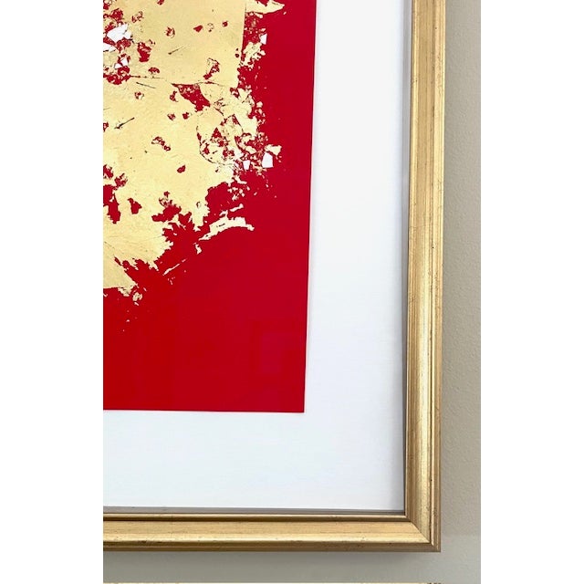 Modern Contemporary Gold Leaf Painting, Modern Wall Art, Framed For Sale - Image 3 of 3