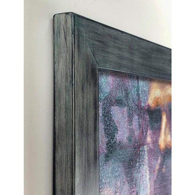 Abstract Inscrutable by Lisa Fricker | Oil on linen panel Portrait of a man with abstract background. For Sale - Image 3 of 4