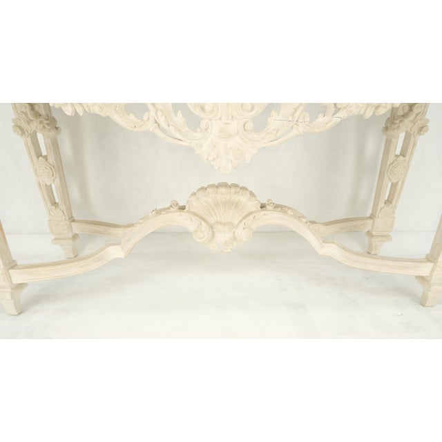 Maitland Smith Carved White Wash Finish Wall Mirror Matching Console Table MINT! For Sale - Image 13 of 14
