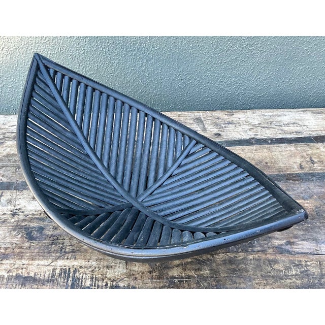 Mid-Century Modern Vintage Rattan Leaf Bowl For Sale - Image 3 of 12