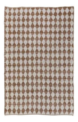 6x9 Ft. Jute Cotton Hand Woven Diamond Pattern Boho Modern Style Rug.