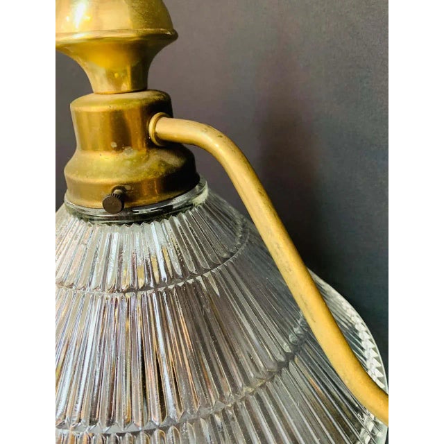 Georgian Brass Two Flared Glass Shades Pendant or Chandelier For Sale - Image 11 of 13