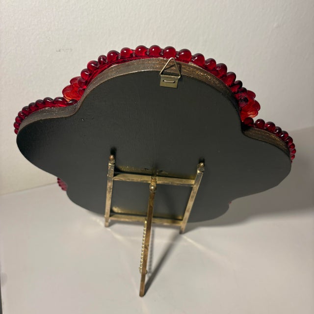 Vintage Red Floral Venetian Murano Glass Table Mirror For Sale - Image 9 of 10