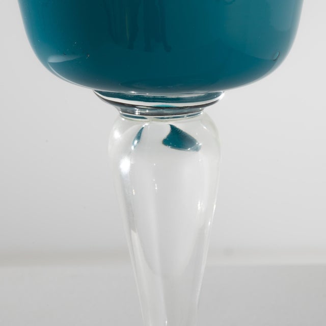 1960s Italian Teal Glass Goblet For Sale - Image 11 of 18