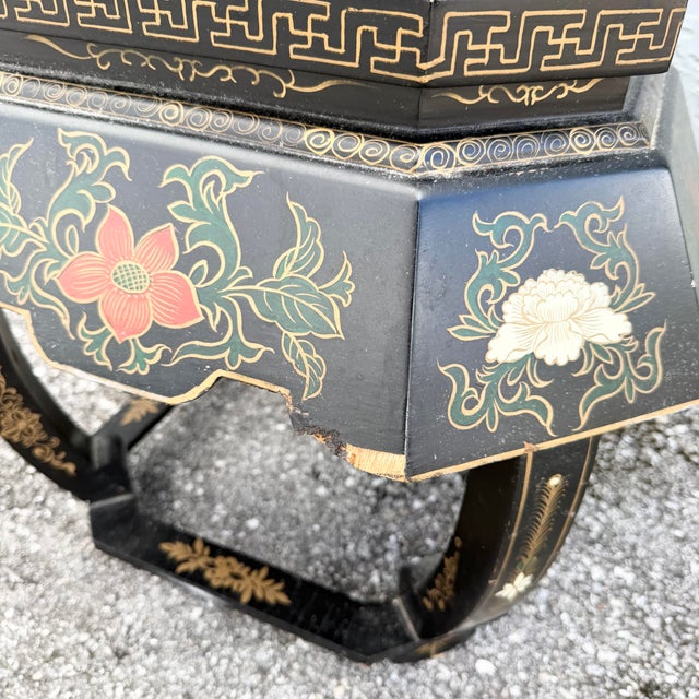 Vintage Chinese Hand Painted Low Stool/Side Table For Sale - Image 4 of 7