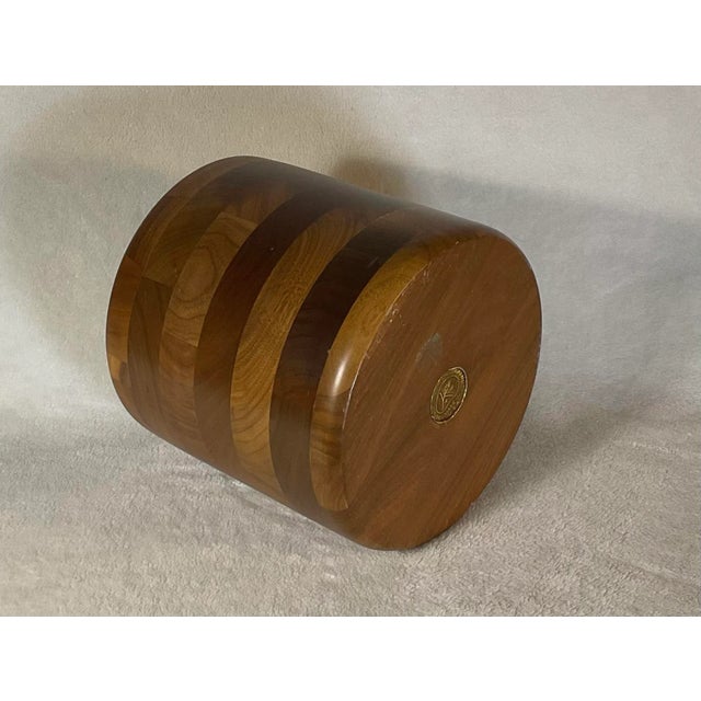 Vintage Solid Black Walnut Ice Bucket - Kustom Kraft Mid Century Modern For Sale In Greenville, SC - Image 6 of 11