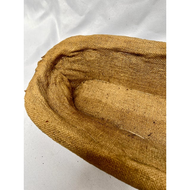 Brown Vintage French Woven Wicker Bread Basket W/Grain Sack Lining For Sale - Image 8 of 12