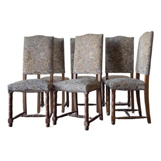 Late 19th Century Set of Six Floral Tapestry Dining Chairs With Turned Legs For Sale