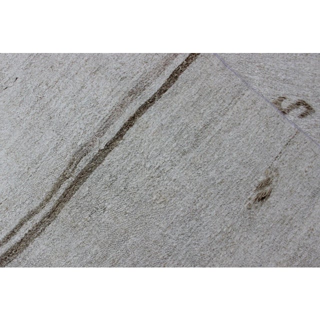 Brown Mid 20th Century Vintage Turkish Kilim Runner With Stripes in Off White & Light Brown For Sale - Image 8 of 8