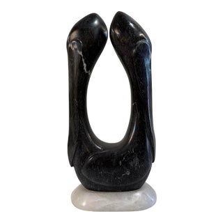 Vintage Black and White Abstract Marble Sculpture For Sale