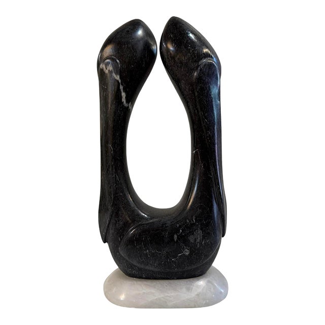 Vintage Black and White Abstract Marble Sculpture For Sale