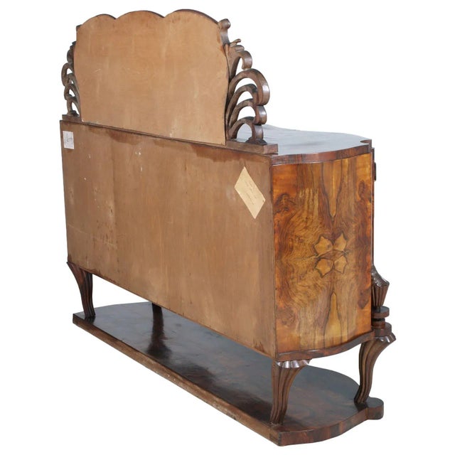 Art Deco Burl Walnut Credenza and Display Cabinet by Testolini & Salviati, 1920s, Set of 2 For Sale - Image 9 of 13