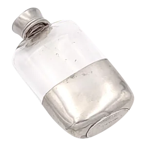 Circa 1940 Silverplate Crystal Flask