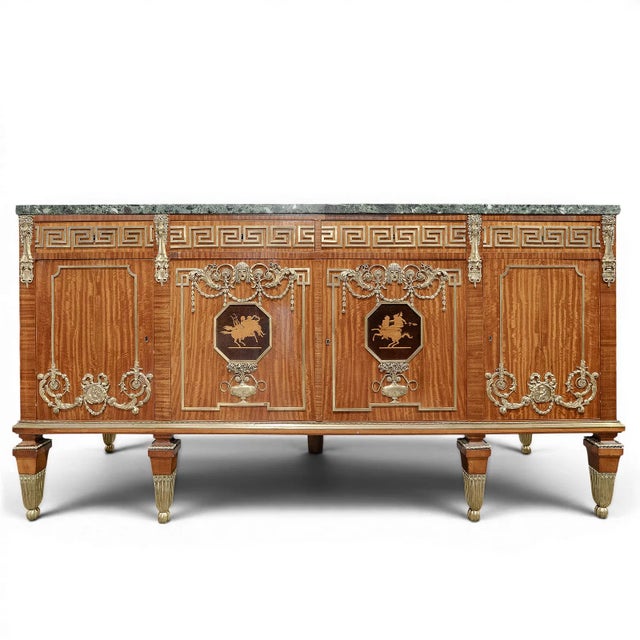 Late 19th Century Antique French & Satinwood Marble Top Servers, Buffet, Sideboard For Sale - Image 5 of 7