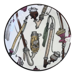 Graphic Porcelain Ashtray With Fornasetti Influence For Sale