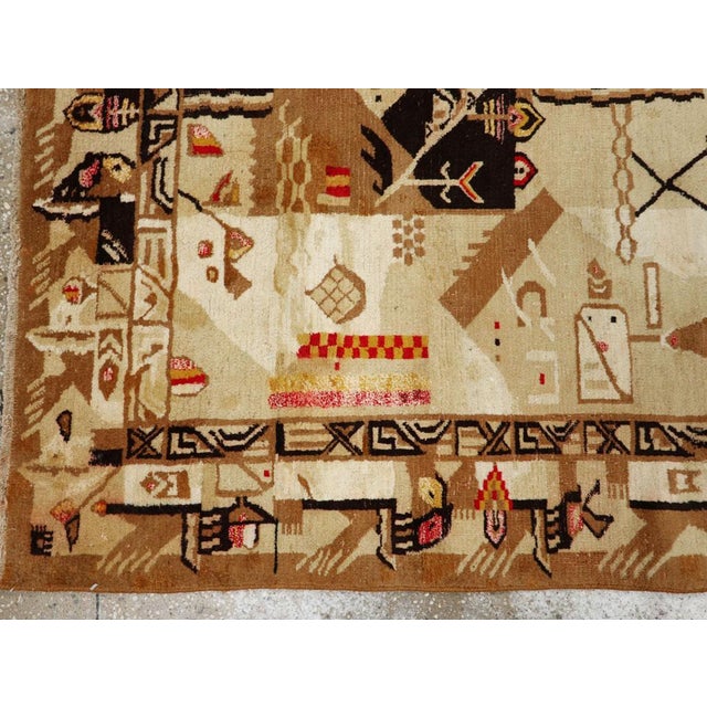 Textile Galerie Shabab Collection Mid-20th Century Indian Art Deco Rug Inspired by Edward McKnight Kauffer For Sale - Image 7 of 10