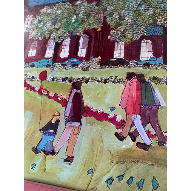 1970s Large Framed Colorful Illustrated Artwork of Smithsonian by Susan Pear Meisel, 1970s For Sale - Image 5 of 12