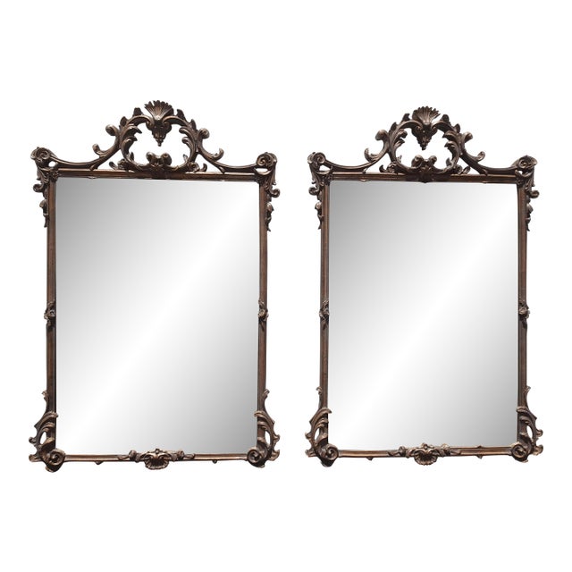 Pair of Vintge French Louis XVI Style Ornate Wall Mantle Mirrors For Sale